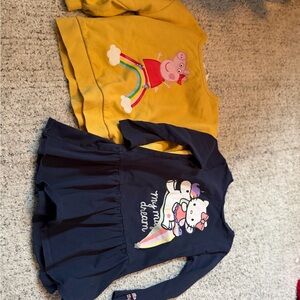 H&M Yellow Peppa Pig Sweater H&M Navy Hello Kitty Dress Duo bundle lot size 2-4
